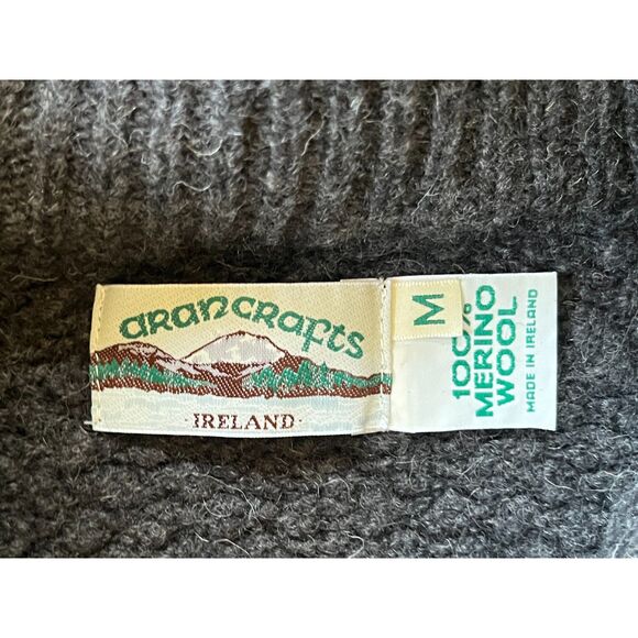 Arancrafts Gray Cable Merino Wool Full Zip Cardigan Hoodie   Women's Size Medium - Picture 4 of 8